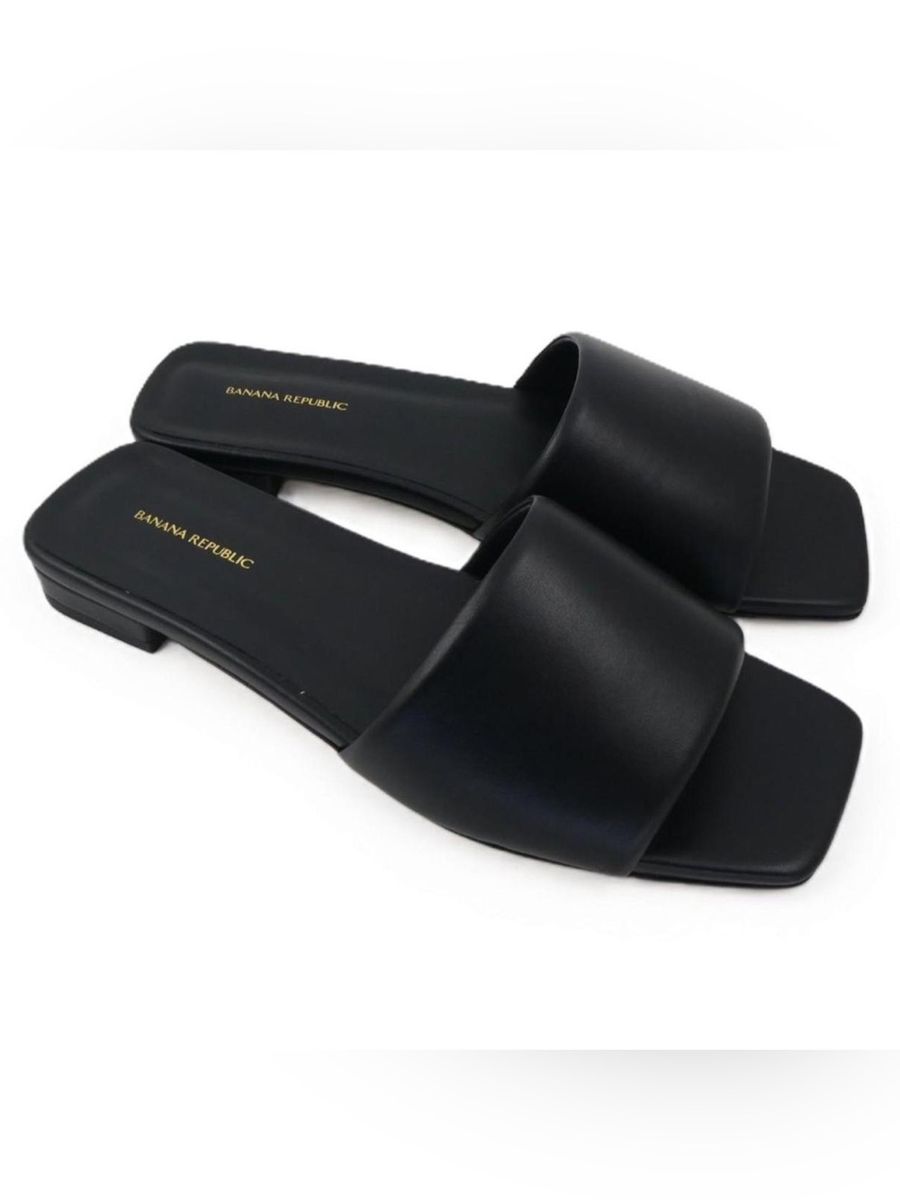 Banana Republic Lucca Leather Slide Sandal Black